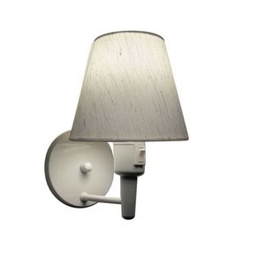 Arandela Cone Vivare Md-2013 Base Alumínio Branco com Interruptor Cúpula em Tecido - Bivolt -branco / Linho Bege -110v/220v