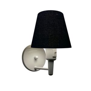 Arandela Cone Vivare Md-2013 Base Alumínio Branco com Interruptor Cúpula em Tecido - Bivolt -branco / Preto -110v/220v