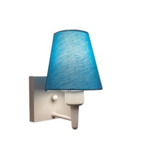 Arandela Quadrada Md-2034 Branco Cúpula Cone Azul Bebê