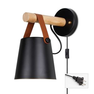 Arandela Luminária De Parede Em Madeira Moderna E27 Tipo De Plug G 1 Peça Plugue Americano