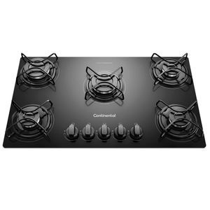 Cooktop 5 Bocas a Gás de Vidro Temperado Preto KC5GP Continental Bivolt
