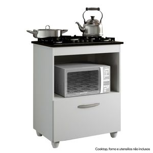 Balcão para Cooktop 4 Bocas Salvia Kaiki Móveis Branco