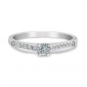Solitário De Prata Para Casamento Noivado Namoro Com Zircônias 14X De 1.25Mm E 1X 3.5Mm 2903