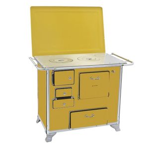 Fogão A Lenha Tradicional 02 Venâncio Gabinete Com Tampa Amarelo 2gdtam