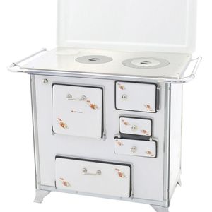 Fogão A Lenha Tradicional 02 Venâncio Gabinete Com Tampa Branco Florido 2geftbr