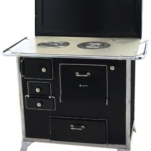 Fogão A Lenha Tradicional 02 Venâncio Gabinete Com Tampa Preto 2gdtpr