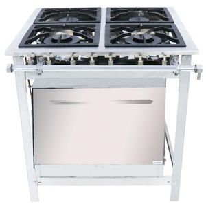 Fogão Industrial Venâncio 4 Bocas 2 Duplas A Gás Baixa Pressão Inox Com Forno Ei4d2f