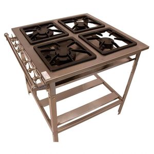 Fogão 4 Bocas 2 Duplas Inox Stand Metal Brey Baixa Pressão 104-2d I