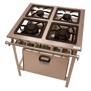 Fogão 4 Bocas 2 Duplas Inox Com Forno Stand Metal Brey 104-f 2d I