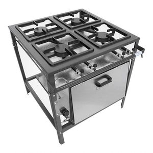 Fogão Profissional 4 Bocas Com Forno Metal Brey Fe -504-f
