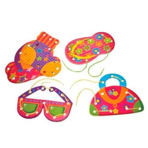 Brinquedo Pedagógico Alinhavos Objetos Peças Mdf 6 Unidade