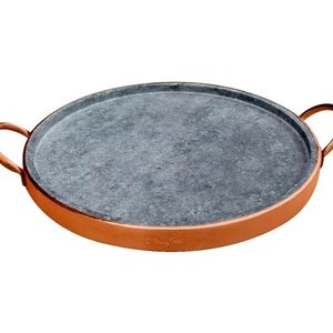 Forma de Pizza em Pedra Sabão com Alça de Cobre 21,0 Cm