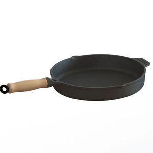 Frigideira Ferro Fundido Sem Tampa Cabo Madeira 22cm