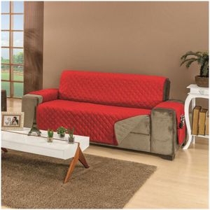 Protetor p/ Sofá de 03 Lugares 1,50m Vermelho com Cáqui