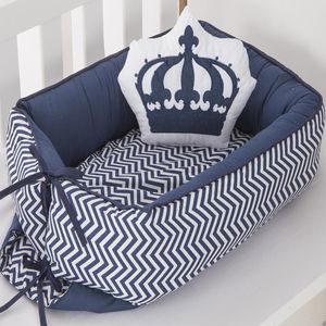 Ninho Bebê 2 Peças 70x50 Menino Coroa Imperial Azul Marinho