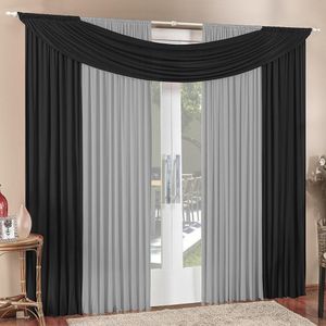 Cortina Alana Malha 4,00m X 2,50m Varão Simples Preto Cinza