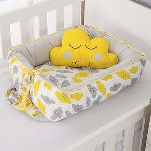 Ninho Para Bebê 02 Peças 70cm X 50cm Menina Nuvem Amarelo