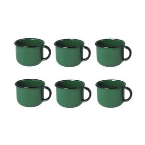Jogo De Xícara De Cafezinho 06 Peças Esmaltada Verde 120 Ml Ewel