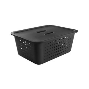 Cesta Organizadora Preto 14,5 L Com Tampa 41 X 31,5 X 17 Cm