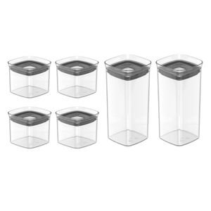 Conjunto De Potes Herméticos Block Modular 6 Peças Transparente