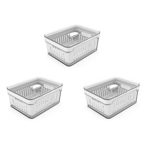 Conjunto Organizadores De Geladeira Clear Fresh 3 Peças Transparente