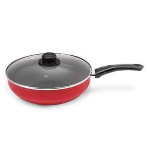 Frigideira Wok Páprika Vermelha 28 Cm 4,3 L Em Alumínio Com Revestimento Interno Antiaderente