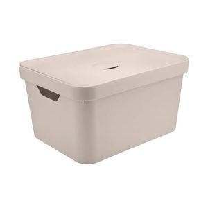 Caixa Organizadora Cube Bege 32 L Com Tampa 46 X 36 X 24,5 Cm