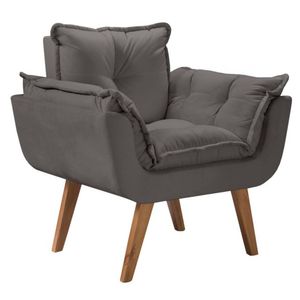 Poltrona Orion 1 Lugar Base Palito Tecido Cinza