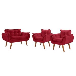 Kit Poltronas Opalla 1 Namoradeira e 2 Poltronas Bordo