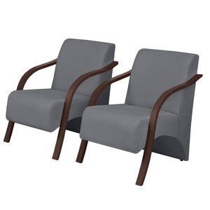 Kit 2 Poltronas Vênus 1 Lugar Pés Madeira Grafite