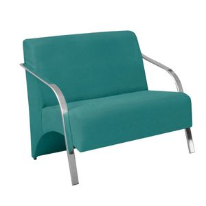 Poltrona 2 Lugar Vênus Braço Alumínio Suede Turquesa