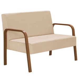 Poltrona Namoradeiras Jade Braço Madeira Suede Bege