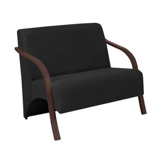 Poltrona Vênus 2 Lugares D Salla Suede Braço Madeira Preto