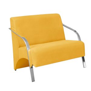 Poltrona 2 Lugares Sevilha Braço Pé Alumínio Suede Amarelo