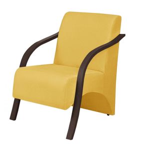 Poltrona Vênus 1 Lugar Braço Madeira D Salla Suede Amarelo