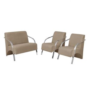 Conjunto Poltronas Vênus Pé Alumínio Cappuccino