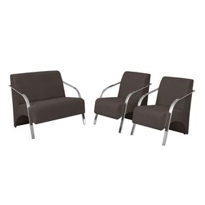 Conjunto Poltronas Vênus Braço Alumínio. Marrom