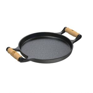 Frigideira Ferro Fundido Com Alças De Madeira Sem Tampa 22Cm
