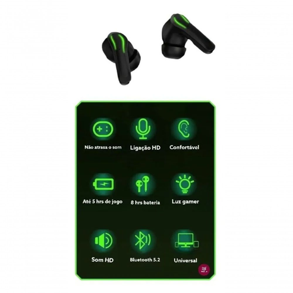 Auriculares Bluetooth True Wireless de Dois Modos para Jogos / Músicas com  Qualidade de Som P