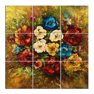 Mosaico em Azulejo Flores Aquarela 45x45cm