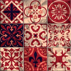 Azulejos Decorativos Mix Braga Bordô Kit 9 un15x15cm
