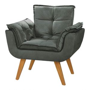 Poltrona Decorativa Opala Suede Grafite - Dora Bela