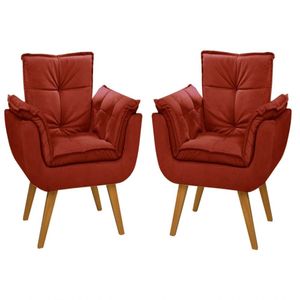 Kit 02 Poltronas Decorativas Opala Suede Composê Beer E Bege