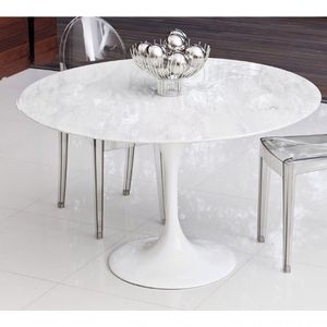 Mesa De Jantar Tulipa Redonda 70cm Mármore Branco