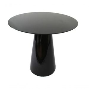 Mesa Lateral Cone Redonda 41Cm Laqueada Preto