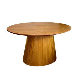 Mesa Cone De Centro Oval 100X70Cm Tampo Freijó Marrom