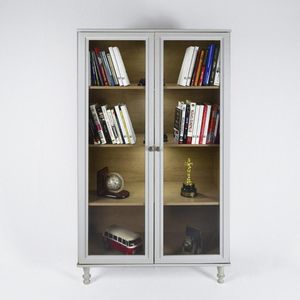 Cristaleira Estante Para Livros Ditália c/ Luz E-957 Cinza