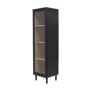 Cristaleira Estante Para Livros Ditália 1 Porta Vidro E-963 Cor:preto Preto