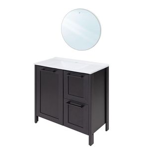 Gabinete Armário Banheiro Ditália Com Pia + Espelho Bn-01 Cor:preto Preto