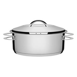 Caçarola Tramontina Solar Rasa Em Aço Inox Fundo Triplo Com Tampa E Alças 28 Cm 7,1 L